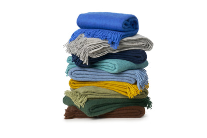 Klippan Yllefabrik Gotland Woven Wool Throw Infinity Blue