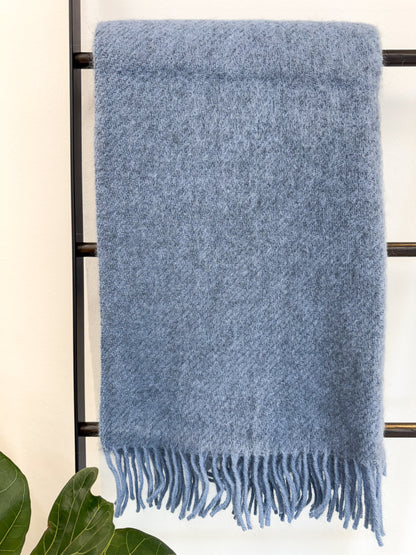 Klippan Yllefabrik Gotland Woven Wool Throw Infinity Blue