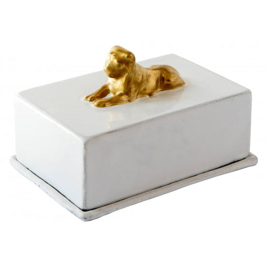 Astier de Villatte Golded Lion Butter Dish