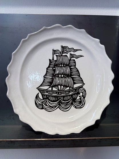 Astier de Villatte Large NYC Ship Plate 25 cm x 26 cm x 3 cm